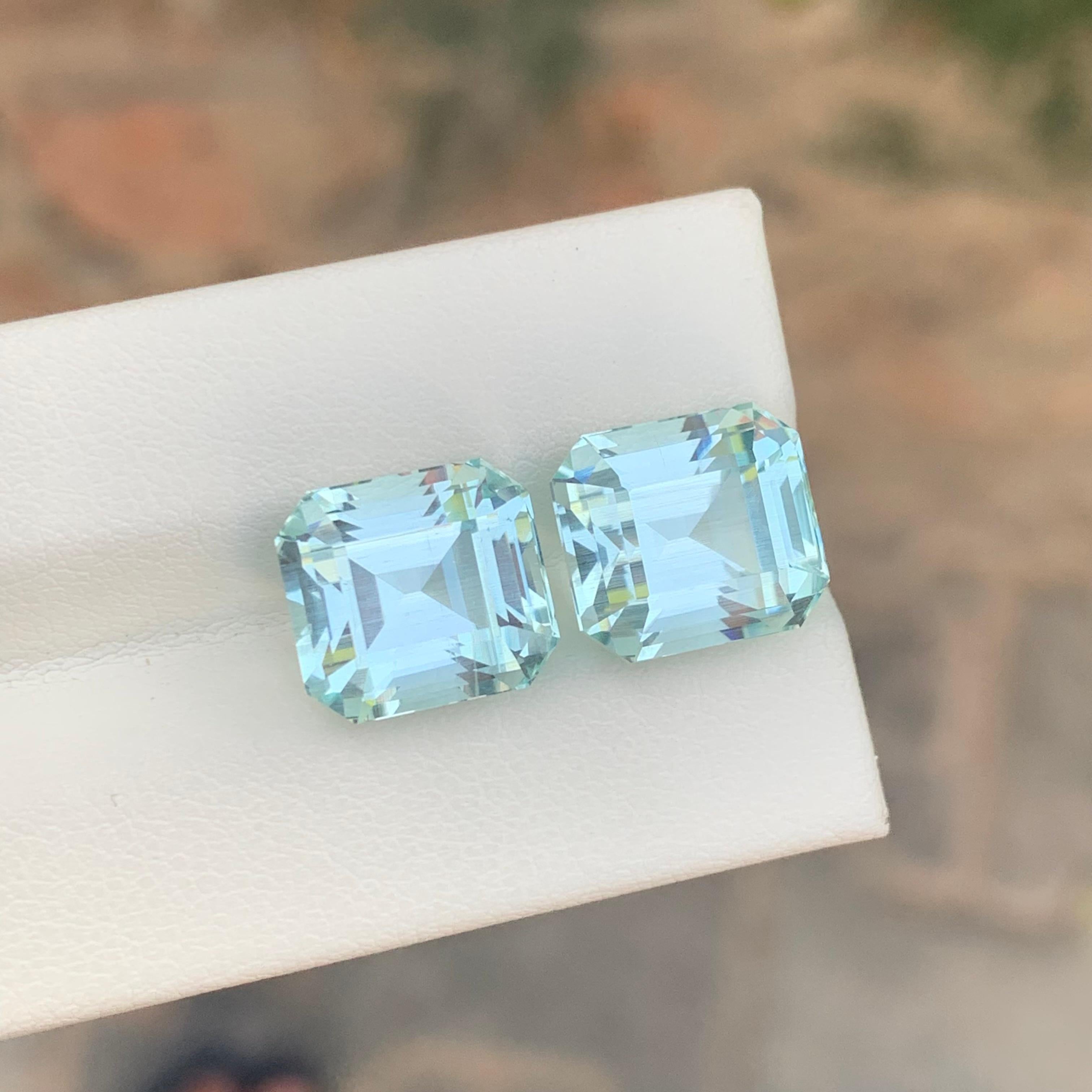 14 Carats Natural Loose Aquamarine Pairs For Earrings Jewelry For Sale 10