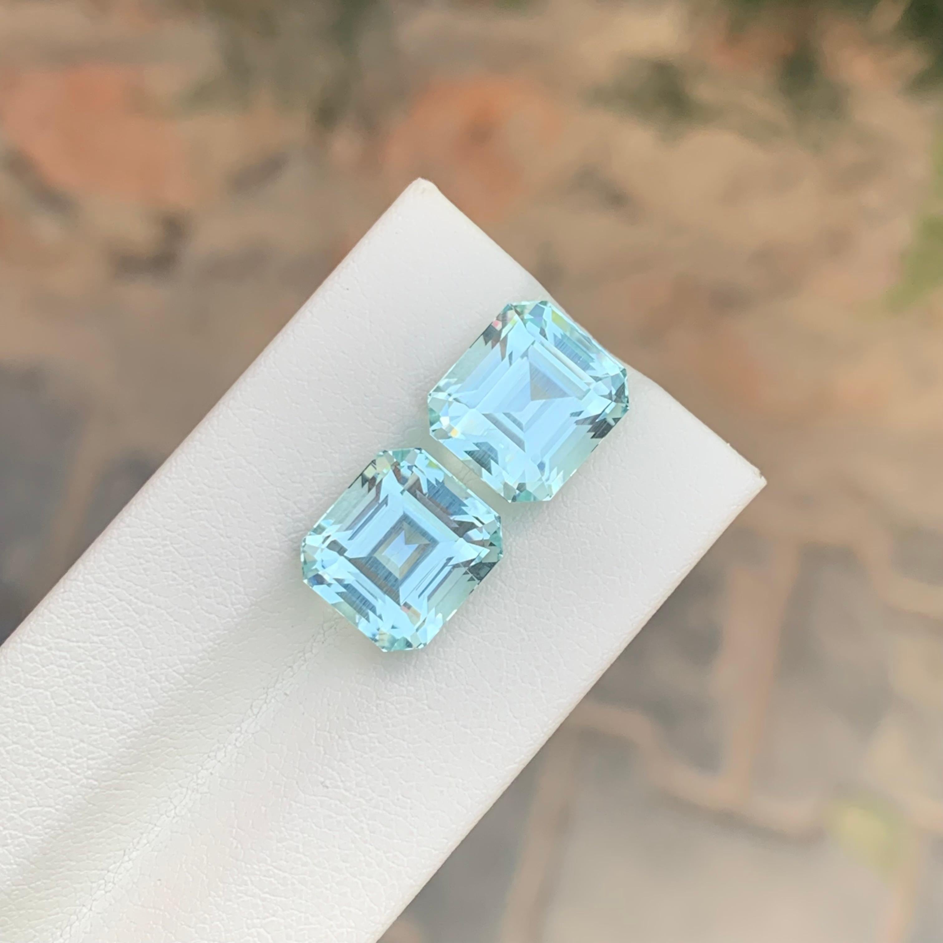 14 Carats Natural Loose Aquamarine Pairs For Earrings Jewelry For Sale 11