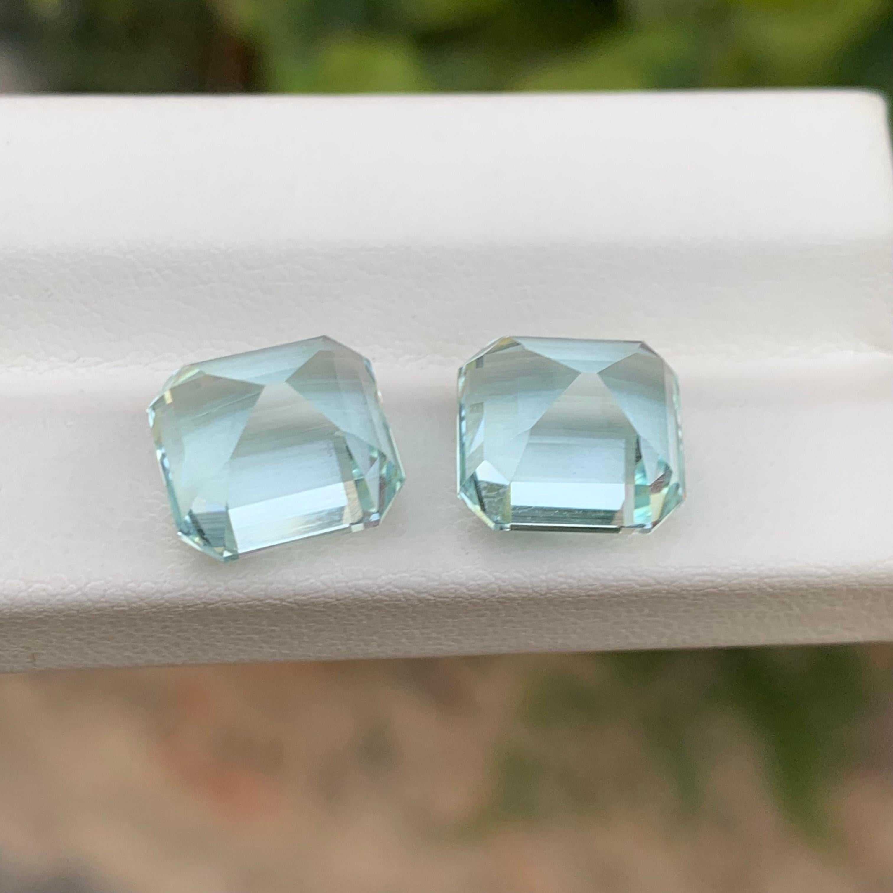 Arts and Crafts 14 Carats Natural Loose Aquamarine Pairs For Earrings Jewelry For Sale