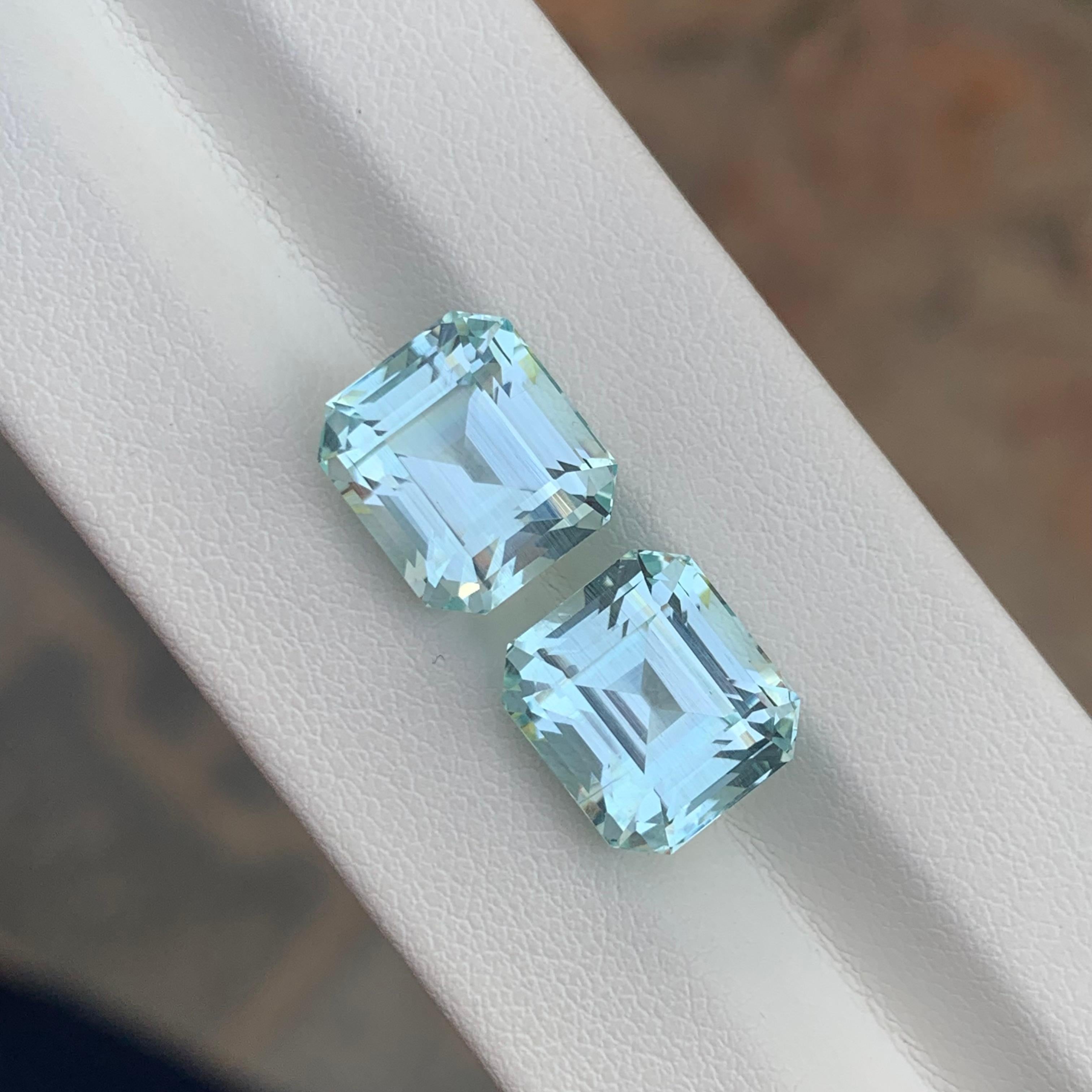 14 Carats Natural Loose Aquamarine Pairs For Earrings Jewelry In New Condition For Sale In Peshawar, PK