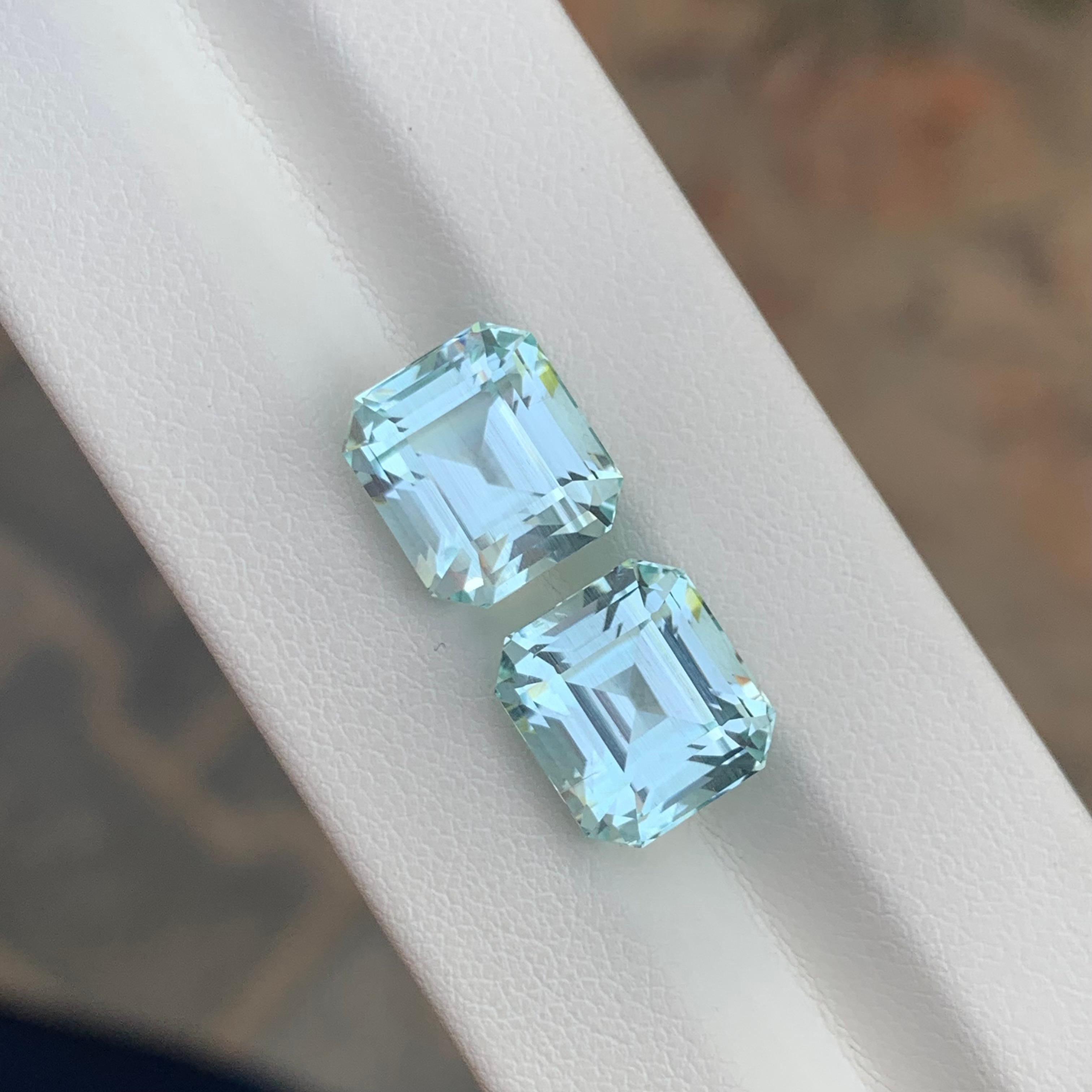 14 Carats Natural Loose Aquamarine Pairs For Earrings Jewelry For Sale 3