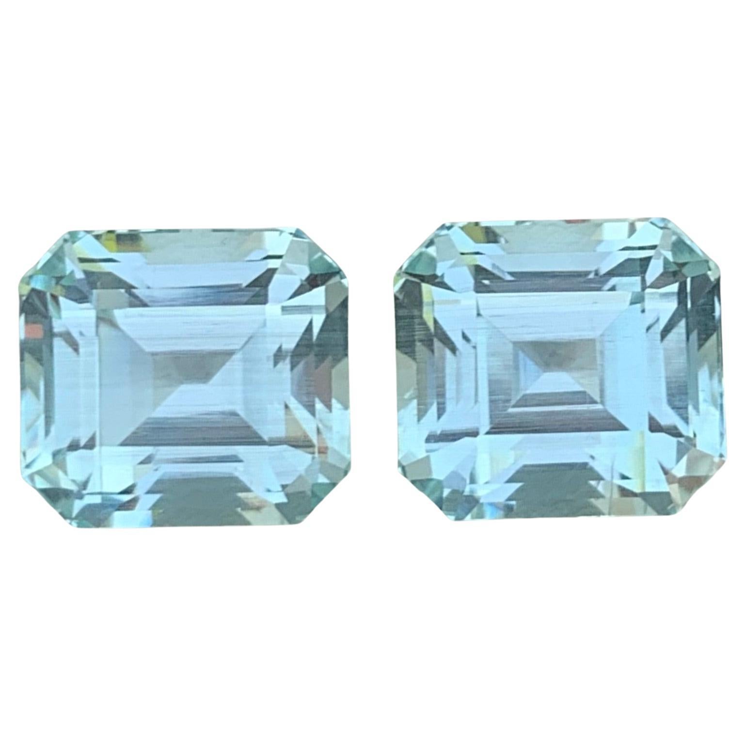 14 Carats Natural Loose Aquamarine Pairs For Earrings Jewelry For Sale
