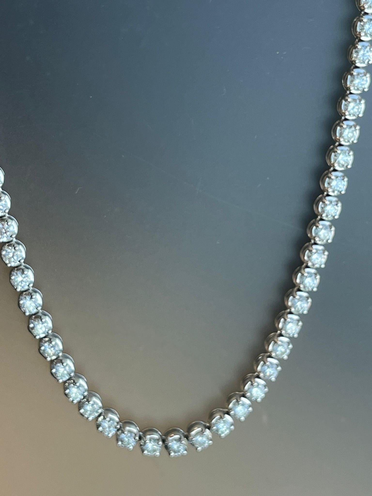 14 Karat natürliche runde Diamanten Tennis Halskette 18K Weißgold 16