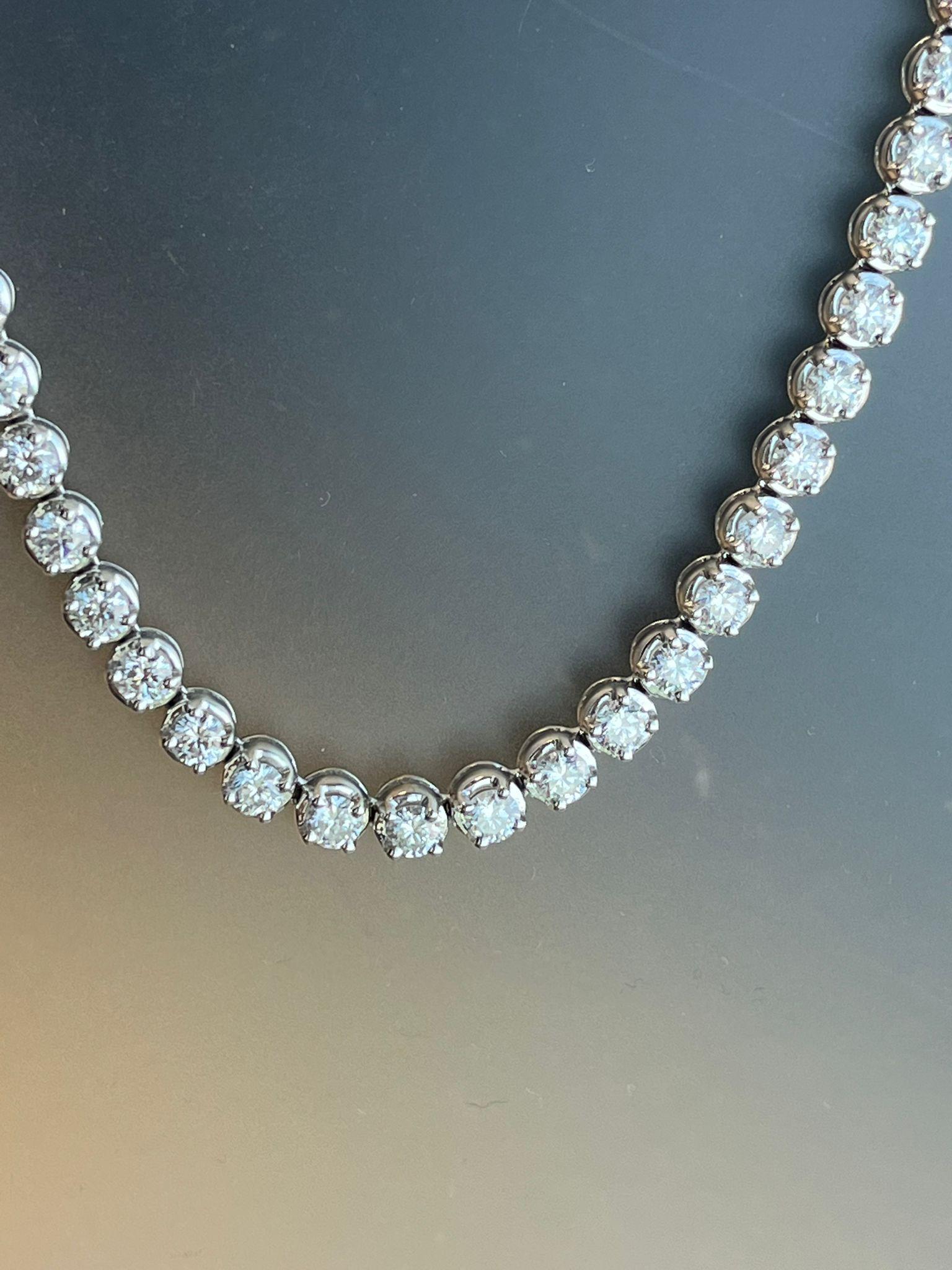 14 Karat natürliche runde Diamanten Tennis Halskette 18K Weißgold 16