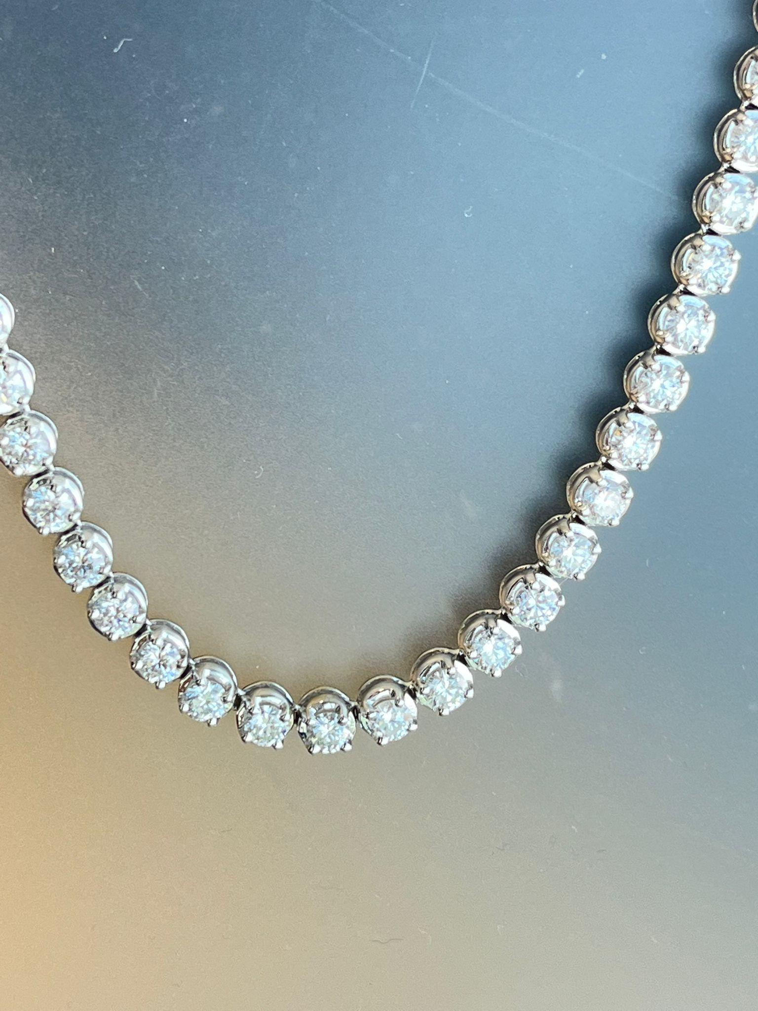 14 Karat natürliche runde Diamanten Tennis Halskette 18K Weißgold 16