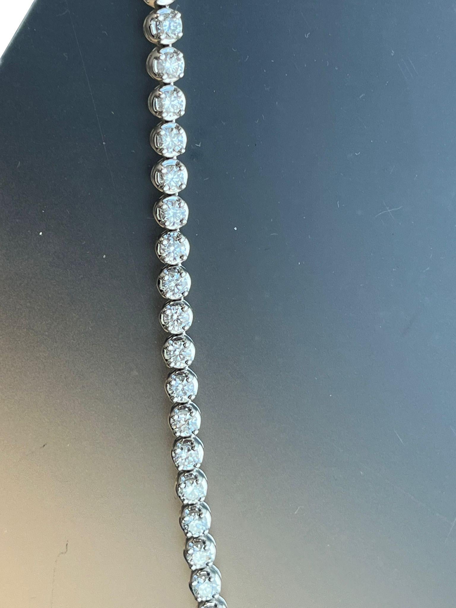 14 Karat natürliche runde Diamanten Tennis Halskette 18K Weißgold 16
