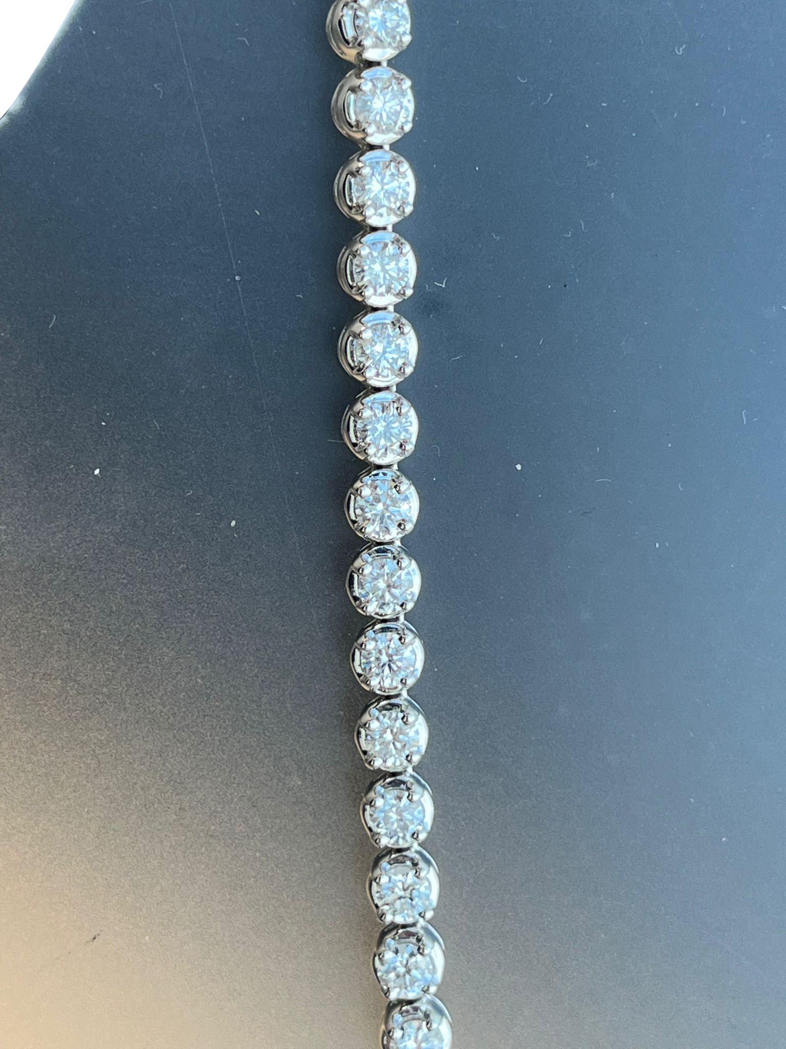 14 Karat natürliche runde Diamanten Tennis Halskette 18K Weißgold 16