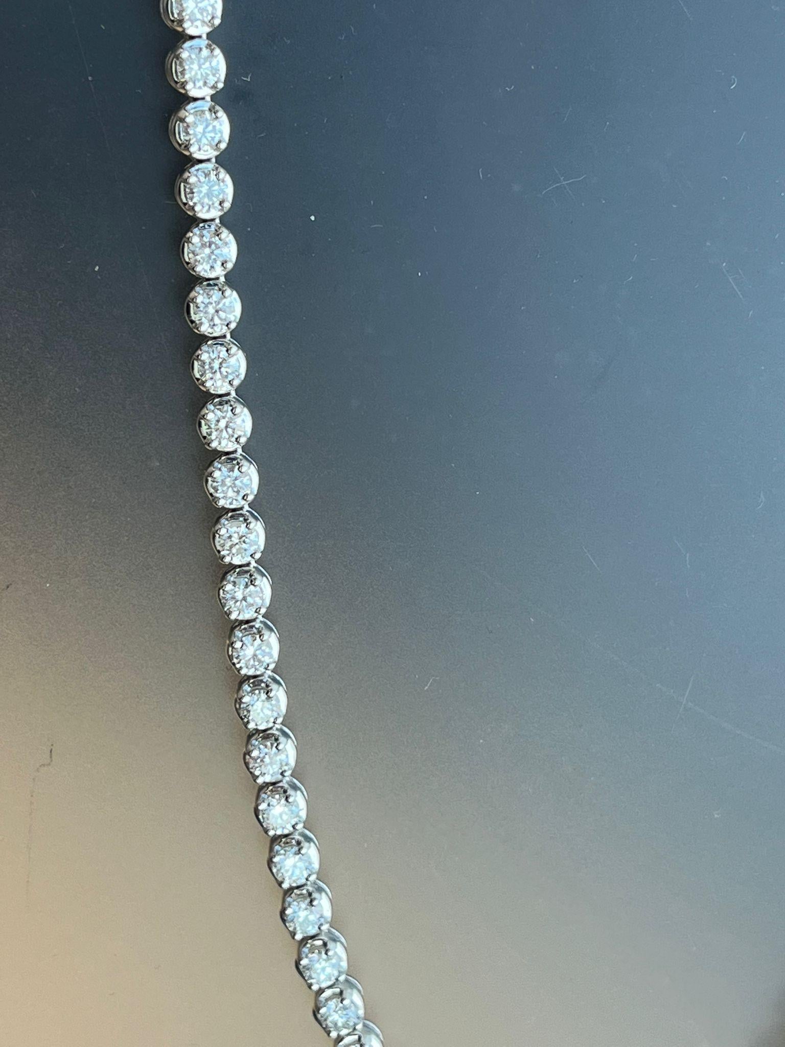 14 Karat natürliche runde Diamanten Tennis Halskette 18K Weißgold 16