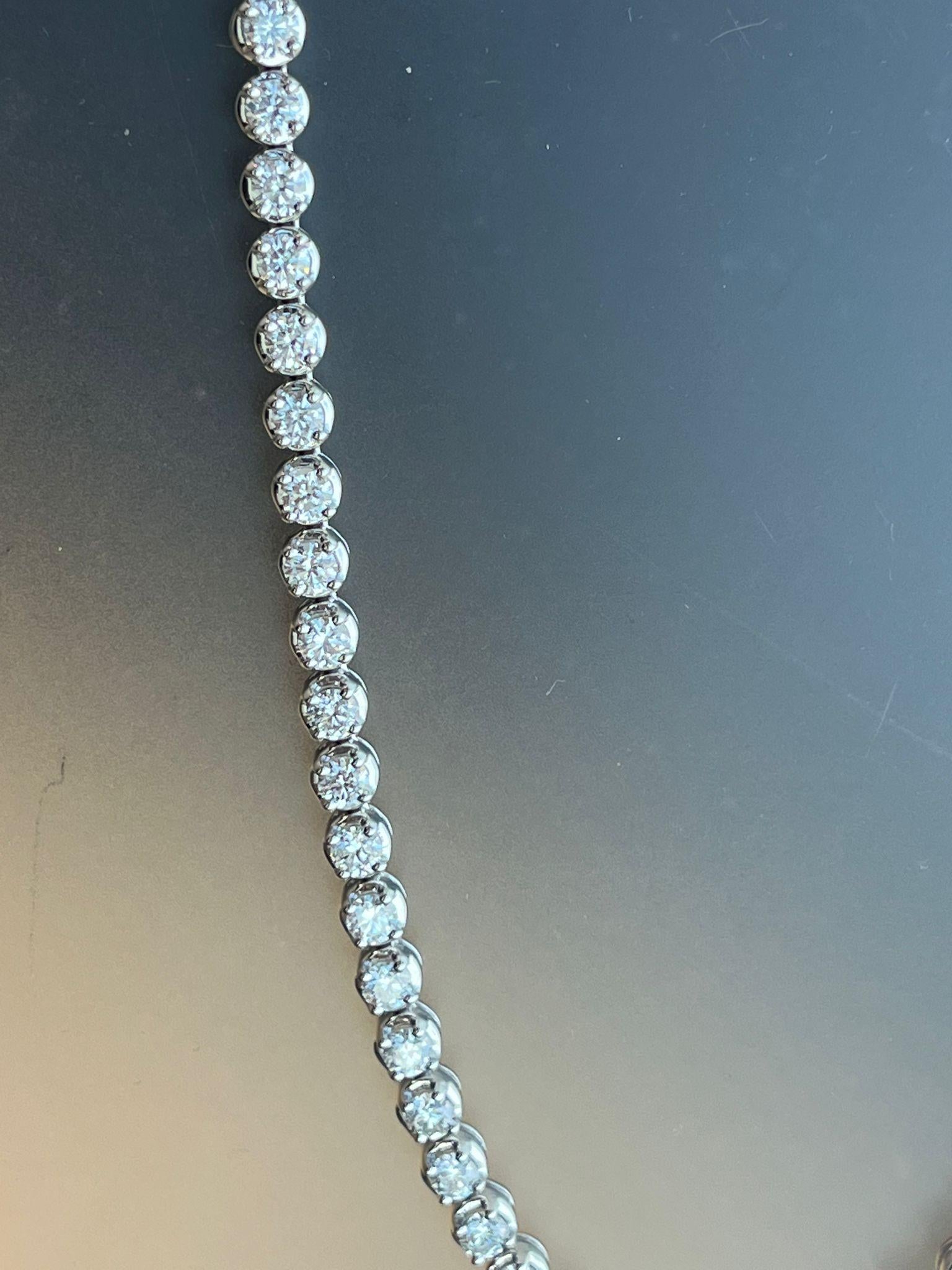 14 Karat natürliche runde Diamanten Tennis Halskette 18K Weißgold 16