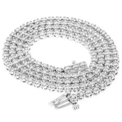 14 Carats Natural Round Diamonds Tennis Necklace 18K White Gold 16" VS2 Clarity