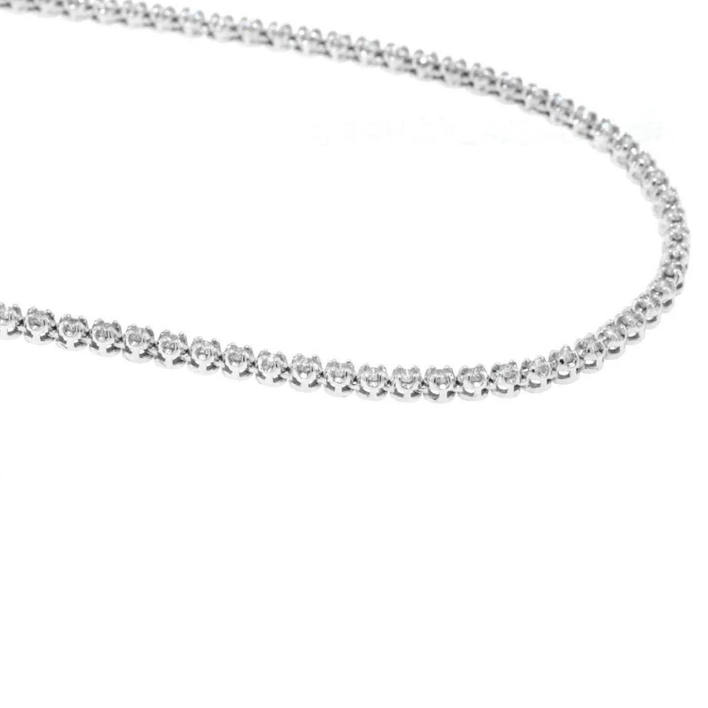 14 Karat natürliche runde Diamanten Tennis Halskette 18K Weißgold 16