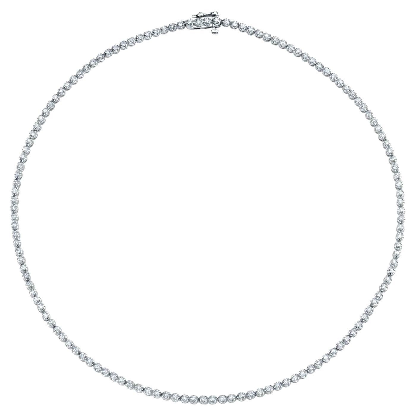 14 Karat natürliche runde Diamanten Tennis Halskette 18K Weißgold 16" VS2 Klarheit im Angebot