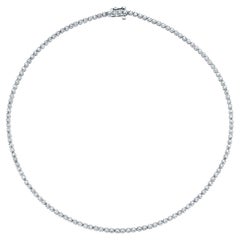 14 Karat natürliche runde Diamanten Tennis Halskette 18K Weißgold 16" VS2 Klarheit