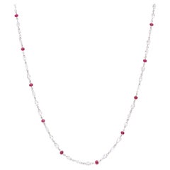 14 Carats Natural Ruby and 8 Carat Diamond Long Chain