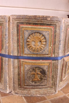 14th Century Baptismal Font in Stone from Spain Original Polychromy