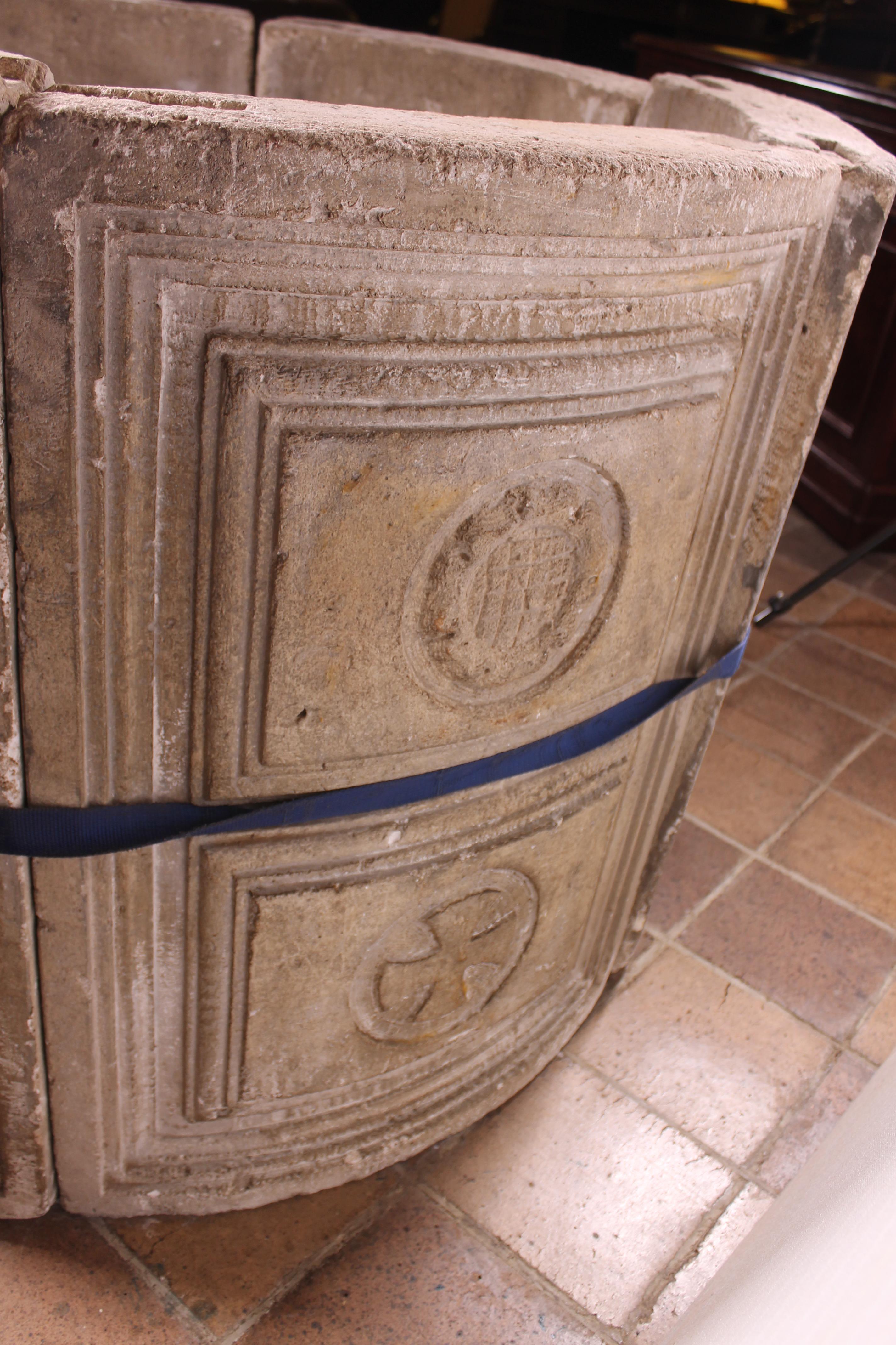 14th Century Baptismal Font in Stone from Spain Original Polychromy 2