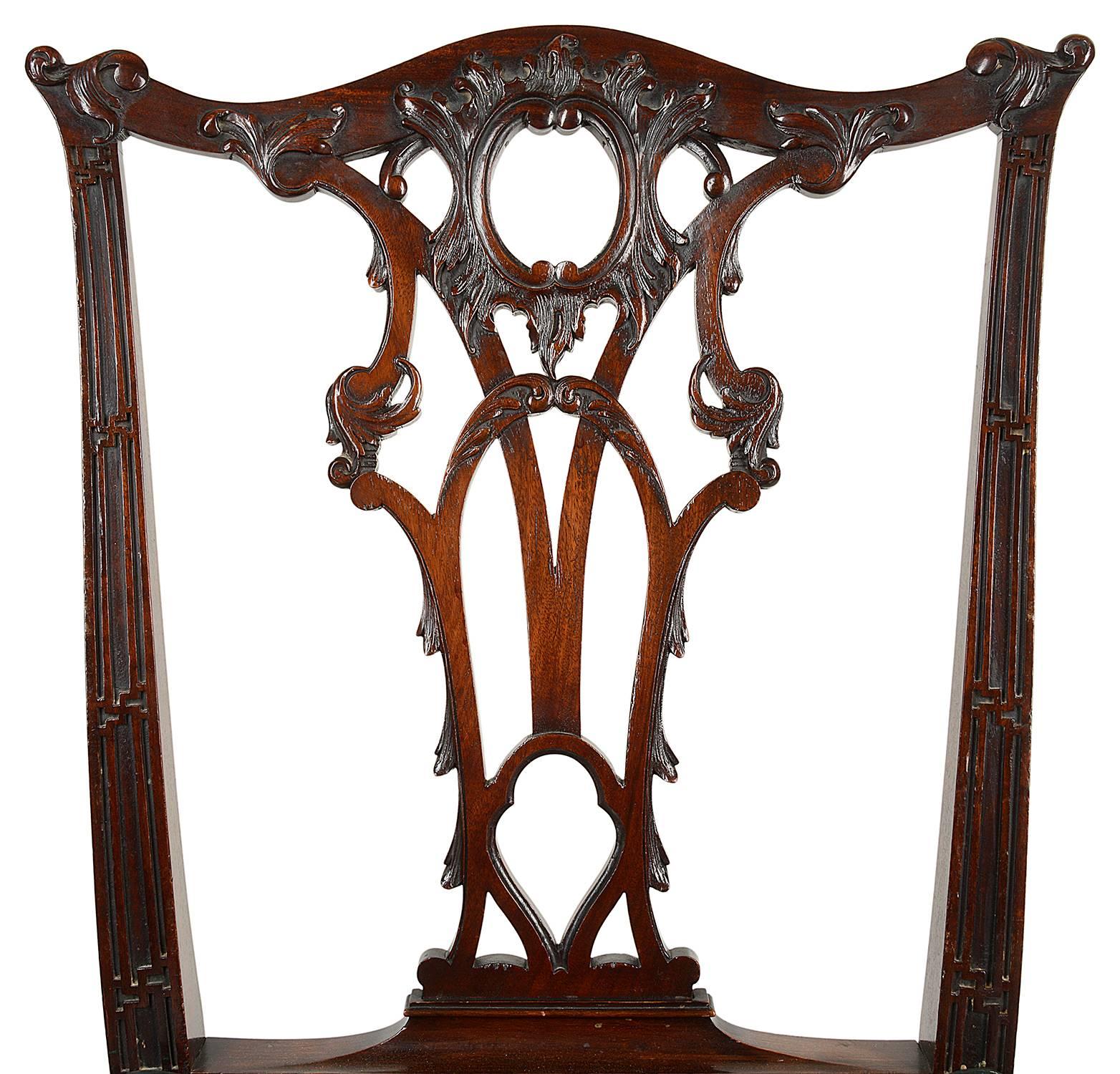 14 Chippendale Style 19th Century Dining Chair by Morant & Co. In Excellent Condition For Sale In Brighton, Sussex