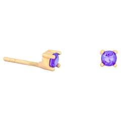 14 ct Gold Lab Amethyst Stud Earrings.  