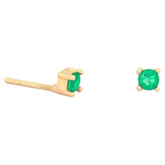 Used 14 ct Gold Lab Emerald Stud Earrings.  