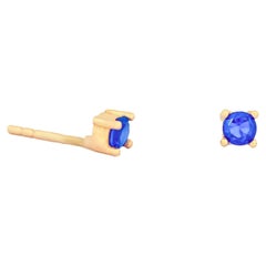 Used 14 ct Gold Lab Sapphire Stud Earrings.