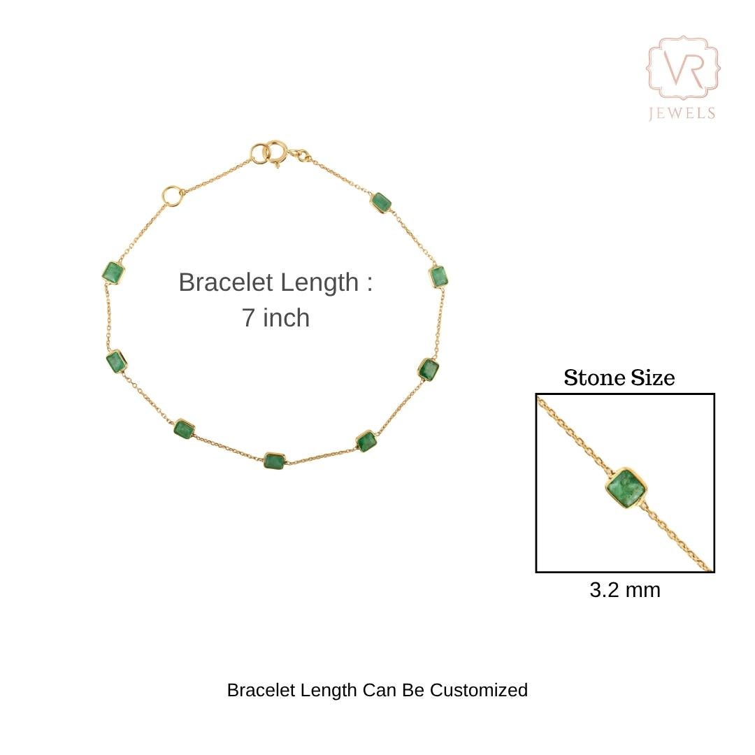 Pulsera de esmeralda cuadrada natural de 1,4 qt en oro amarillo de 18 quilates para regalo de Navidad en venta 6