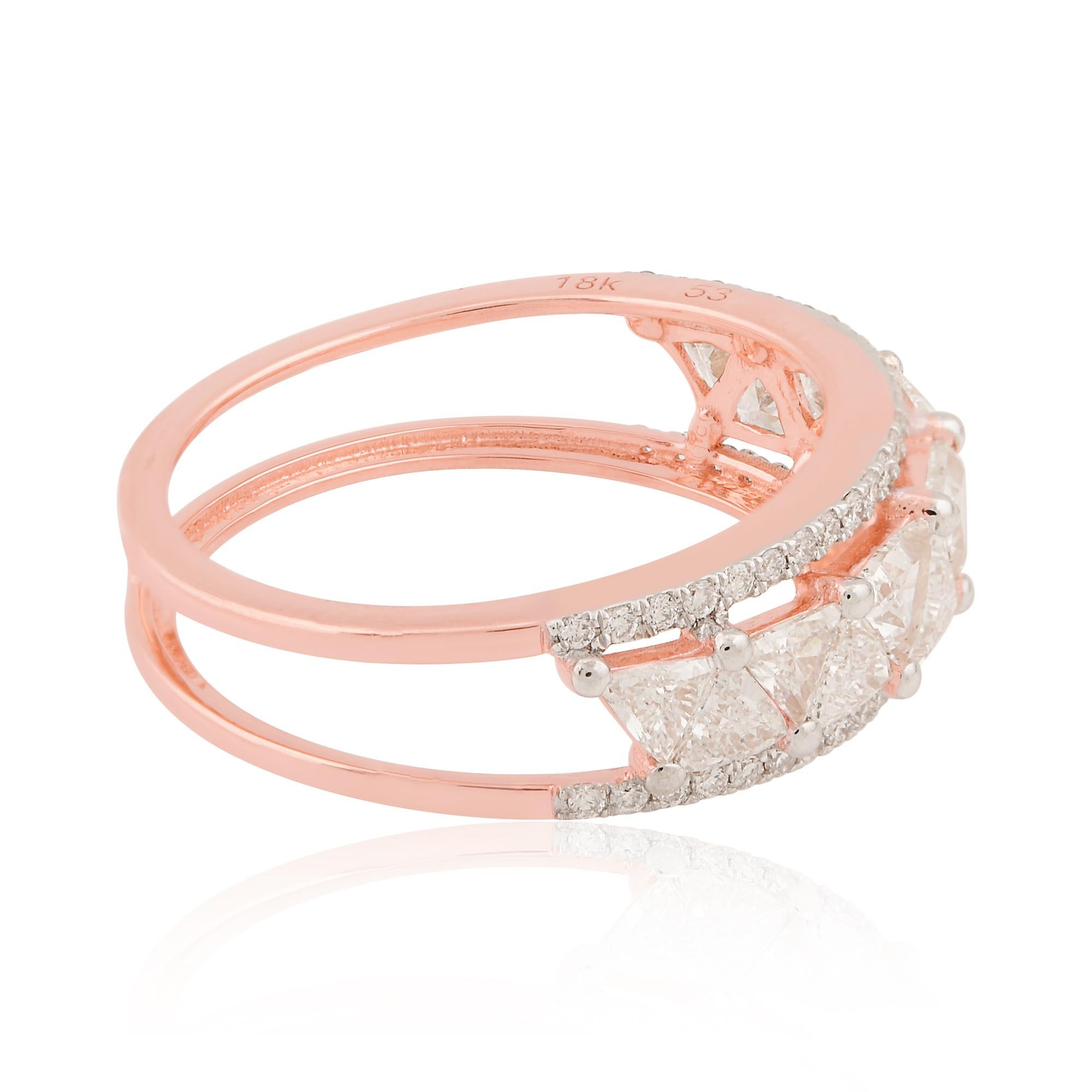 in vendita:  1,4 carati SI Clarity HI Color Trillion Round Diamond Dome Ring oro rosa 18 carati 2