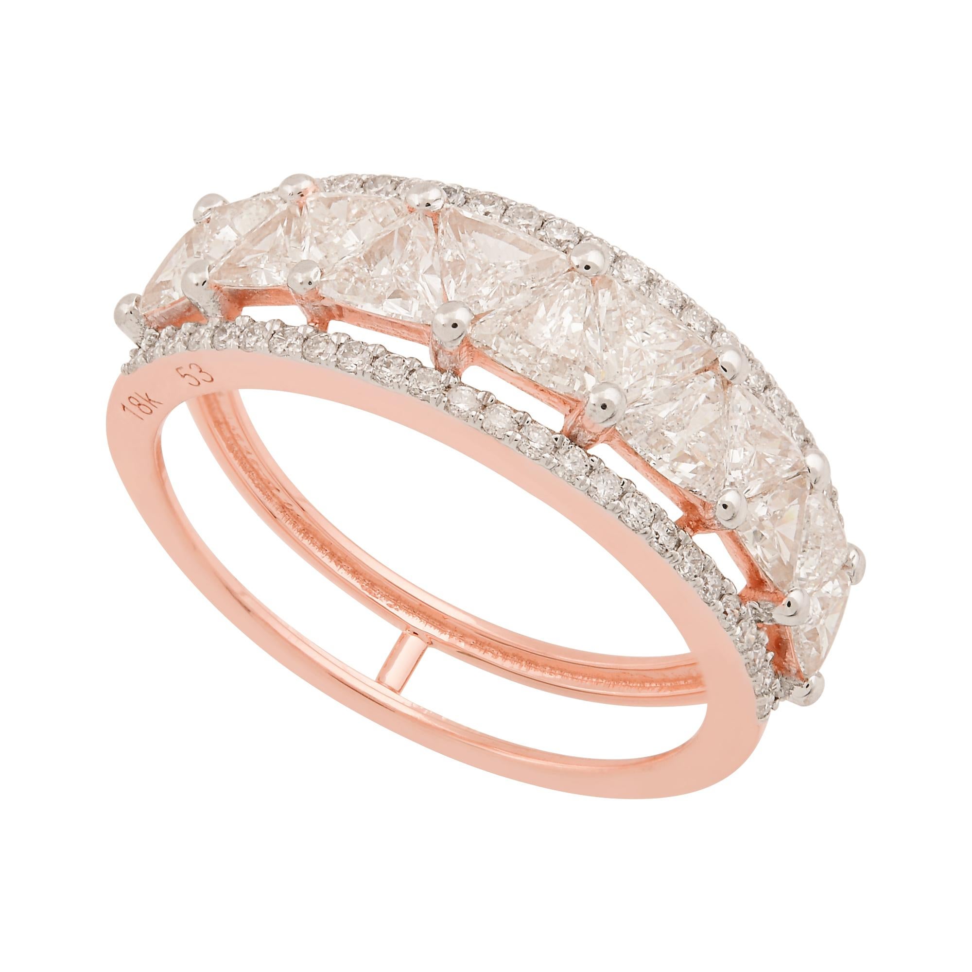 in vendita:  1,4 carati SI Clarity HI Color Trillion Round Diamond Dome Ring oro rosa 18 carati 5
