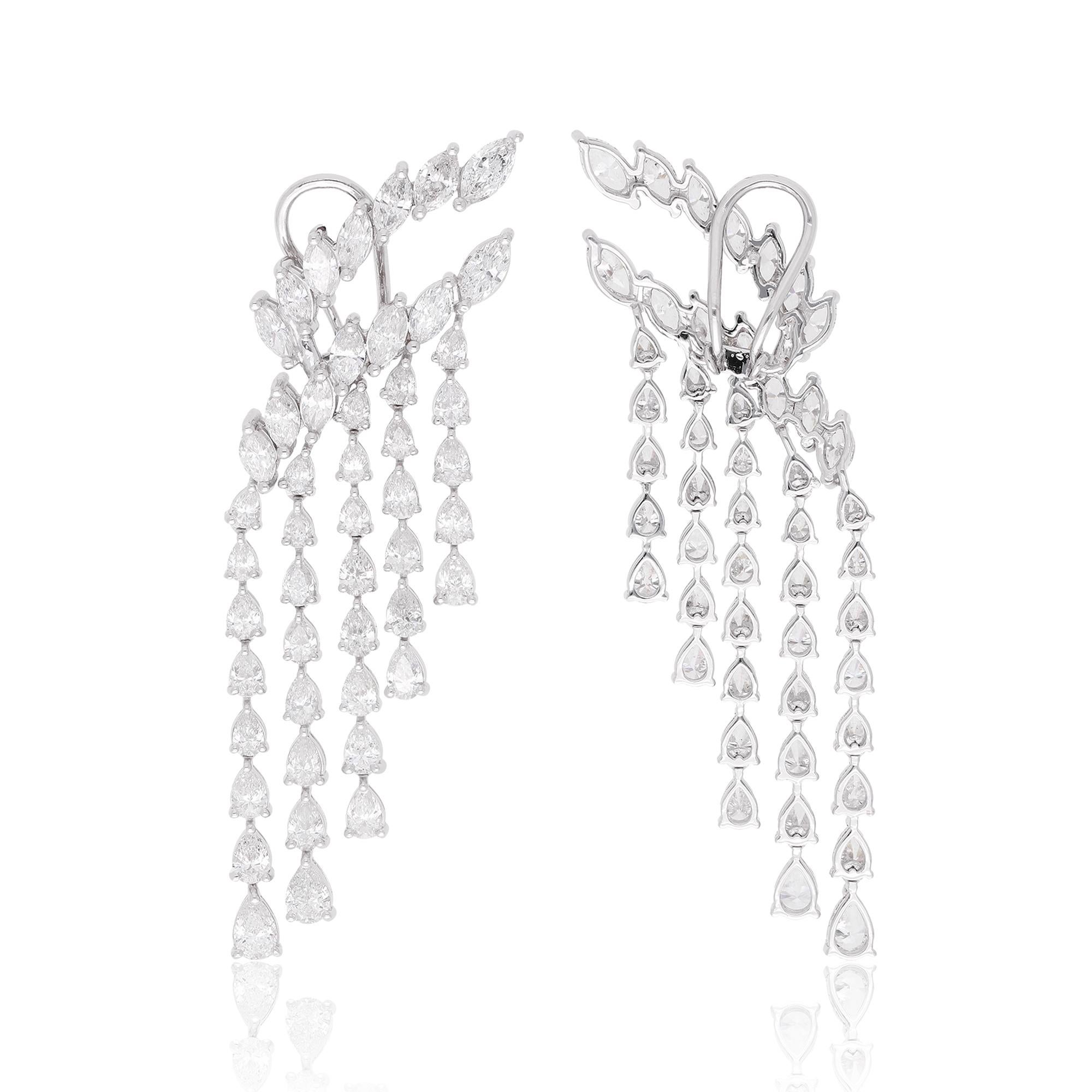 Item Code :- SEE-12755B (14K)
Gross Wt. :- 21.05 gm
14k White Gold Wt.:- 18.19 gm
Natural Diamond Wt. :- 14.31 Ct. ( AVERAGE DIAMOND CLARITY SI1-SI2 & COLOR H-I )
Earrings Size :- 75 mm approx.

✦ Sizing
.....................
We can adjust most