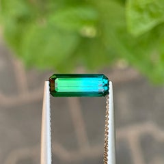 1.4 Cts Natural Bicolor Blue Green Tourmaline Emerald Cut Gemstone for Jewellery