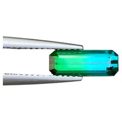 1.4 Cts Natural Bicolor Blue Green Tourmaline Emerald Cut Gemstone for Jewellery
