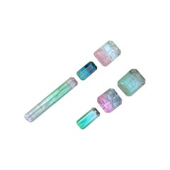 14 Cts Natural Bicolor Tourmaline Emerald Cut Gemstone Lot for Jewellery