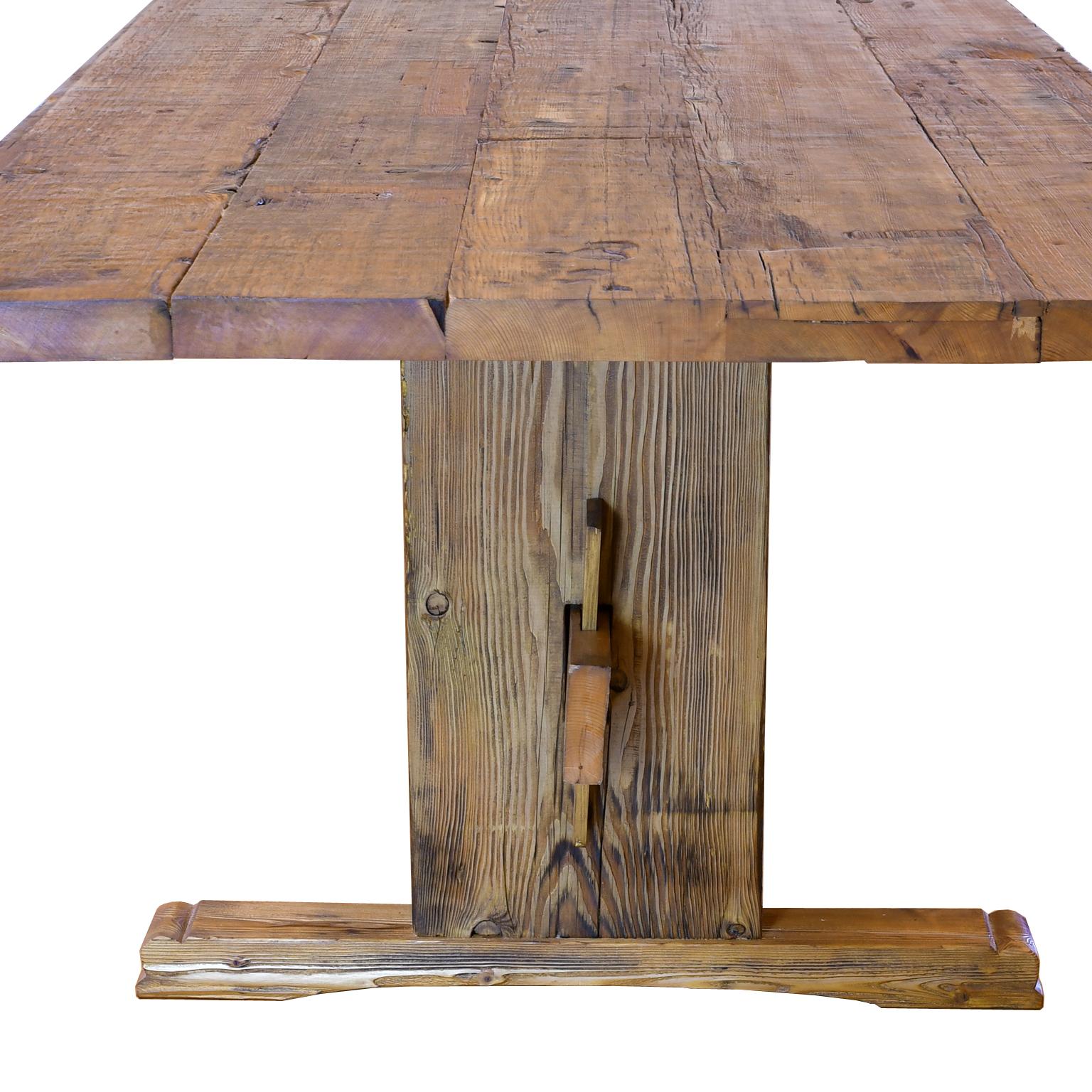 14' Long Bonnin Ashley Custom Farmhouse Dining Table in Repurposed Antique Pine  For Sale 1