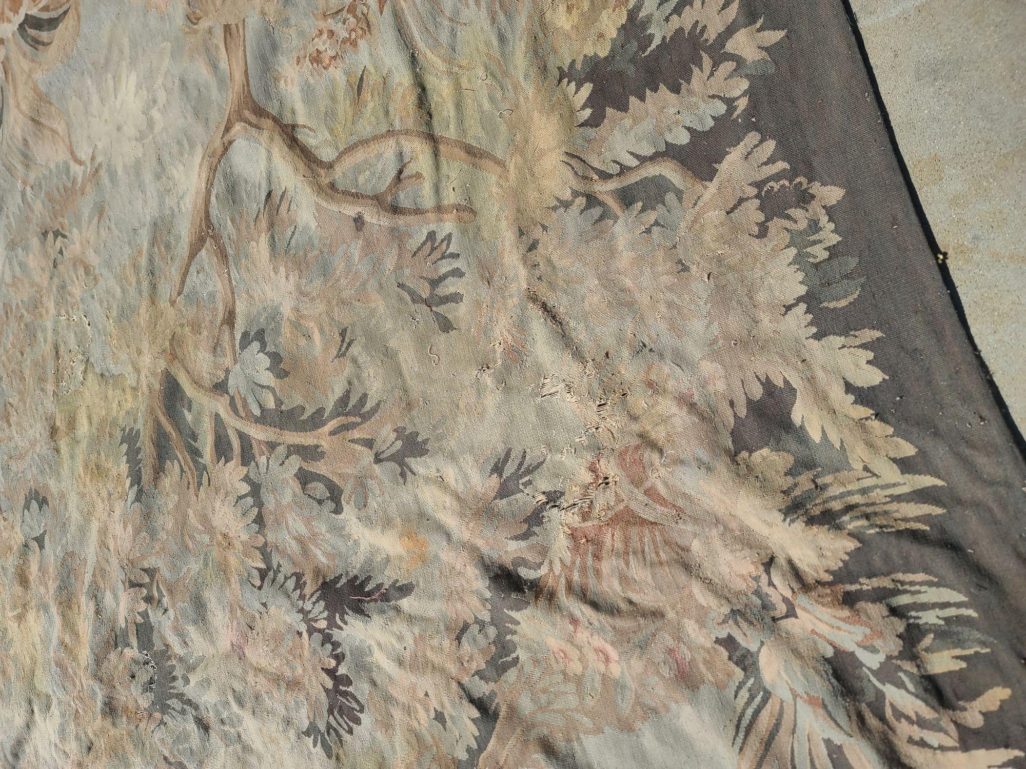 Milieu du XXe siècle Tapis de sol 14' Foot Trans Atlantic Wool Tropical Palm Theme en vente
