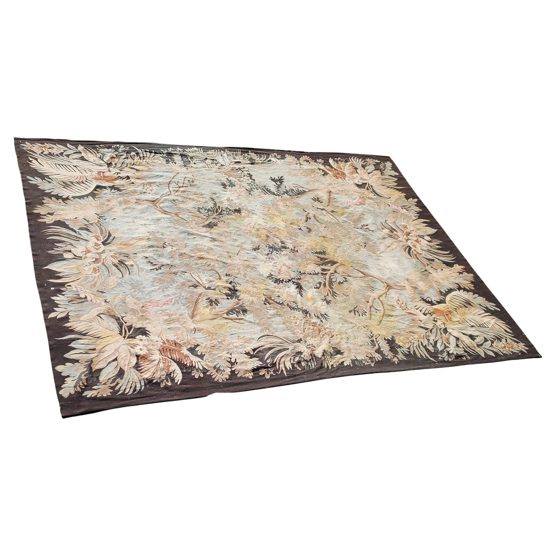 14' Foot Trans Atlantic Wool Tropical Palm Theme Area Rug For Sale