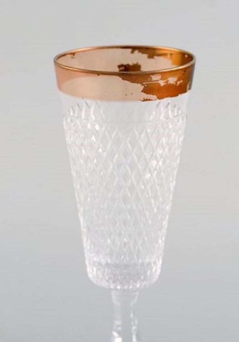 14 Glasses in Mouth-Blown Crystal Glass with Gold Edge, France, 1930s For Sale 2