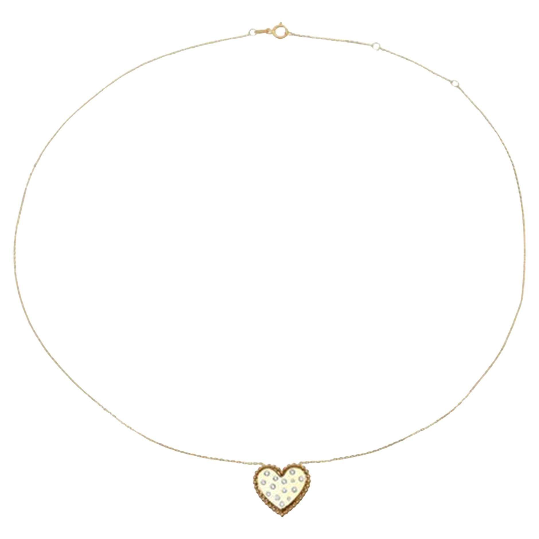 14 Green Diamond 14K (or 18k upon request) Yellow Gold Diamond Heart Necklace