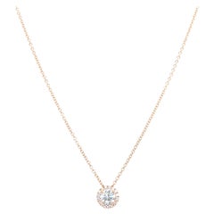 Collana con ciondolo solitario in oro giallo 14k da 0,90 carati con diamanti taglio rotondo