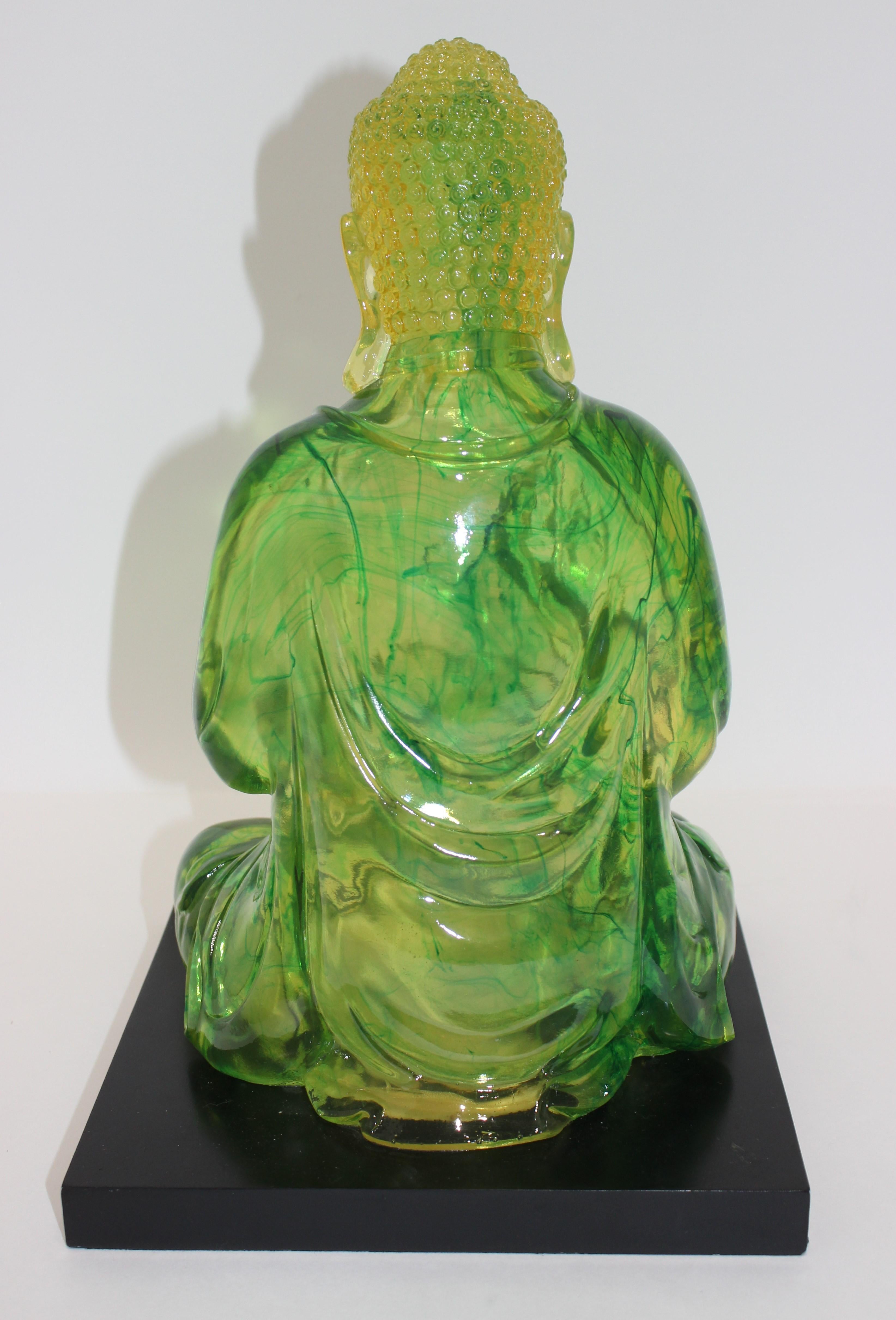 Modern Green Lucite Seated Buddha
