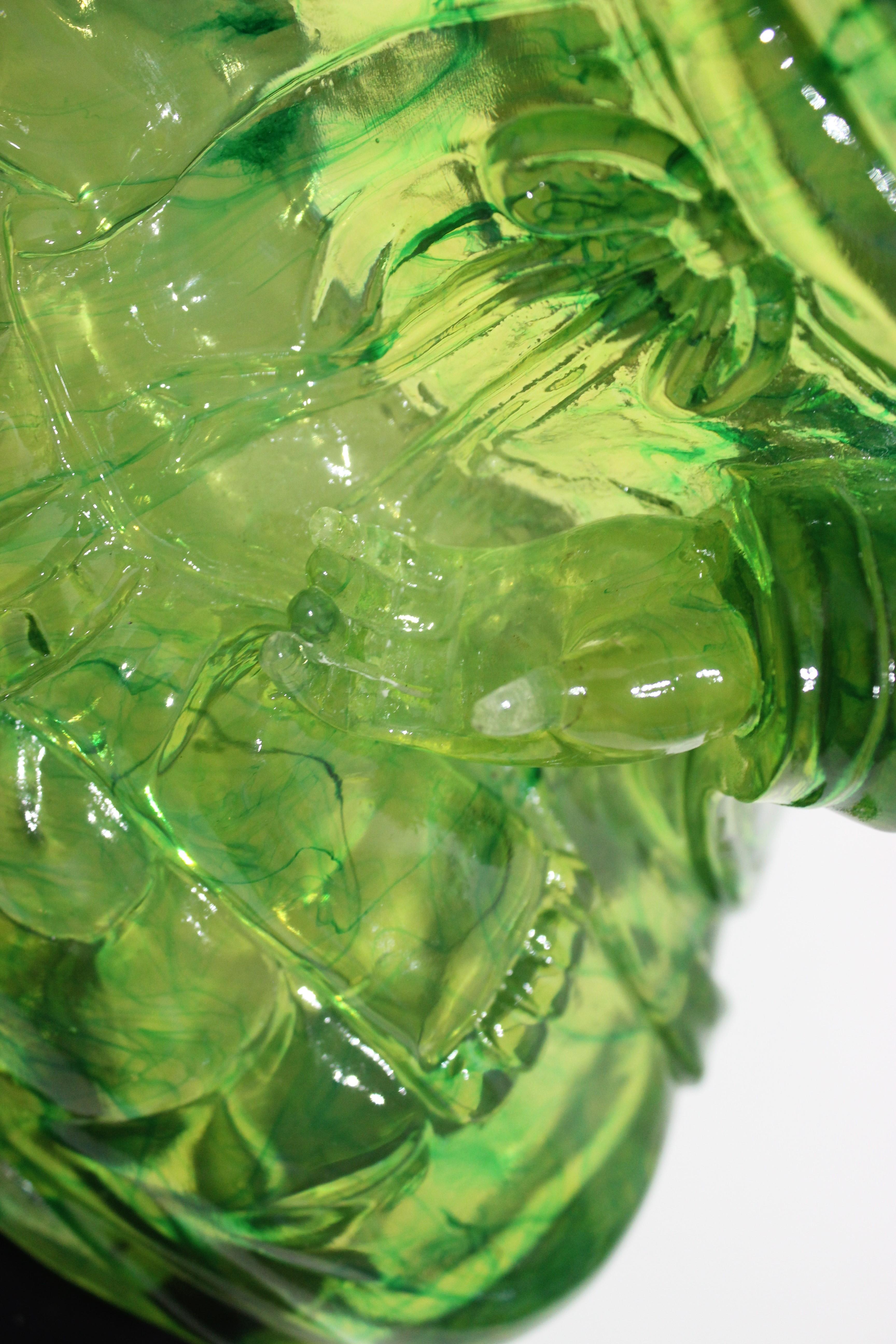 Green Lucite Seated Buddha In Good Condition In West Palm Beach, FL