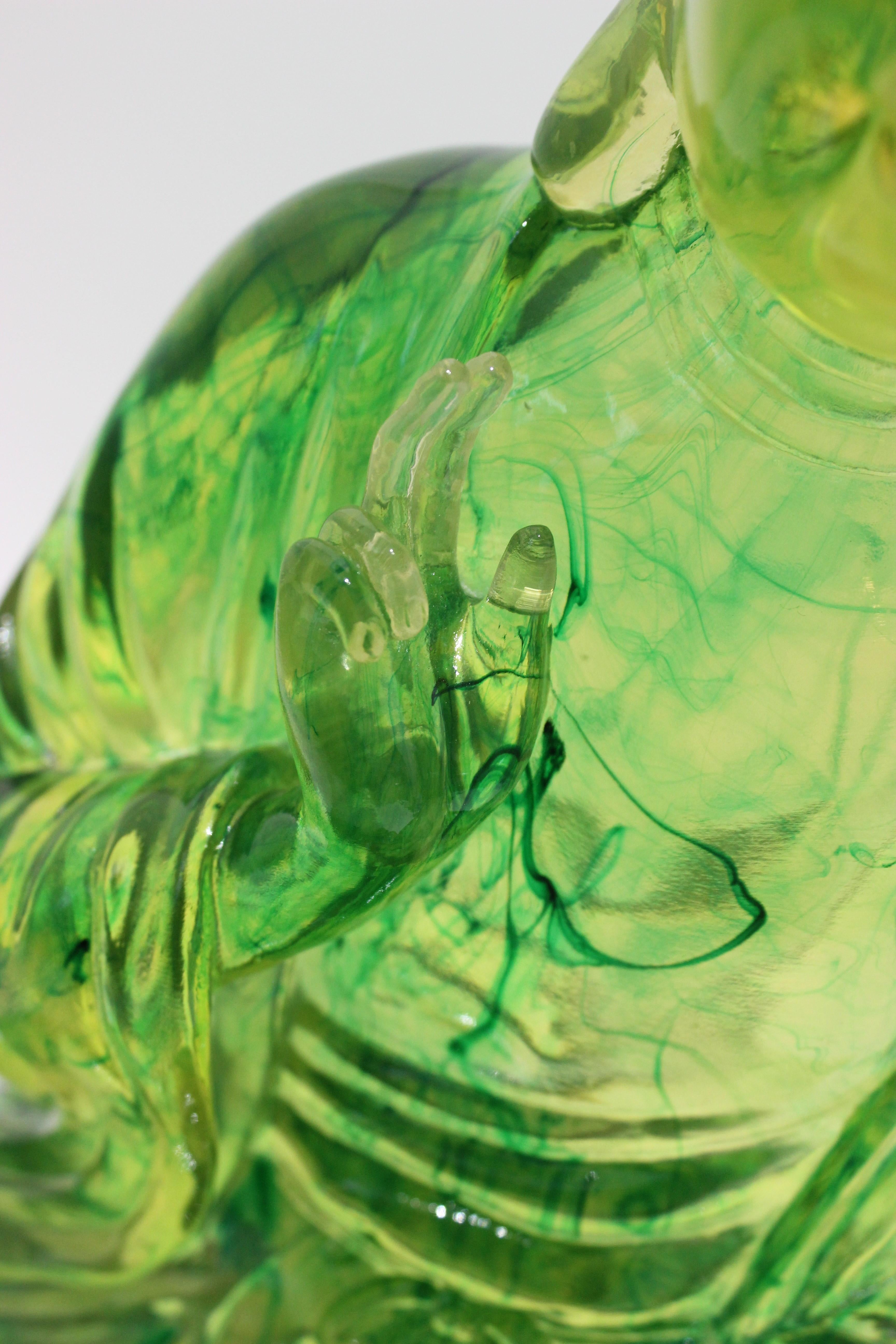 20th Century Green Lucite Seated Buddha