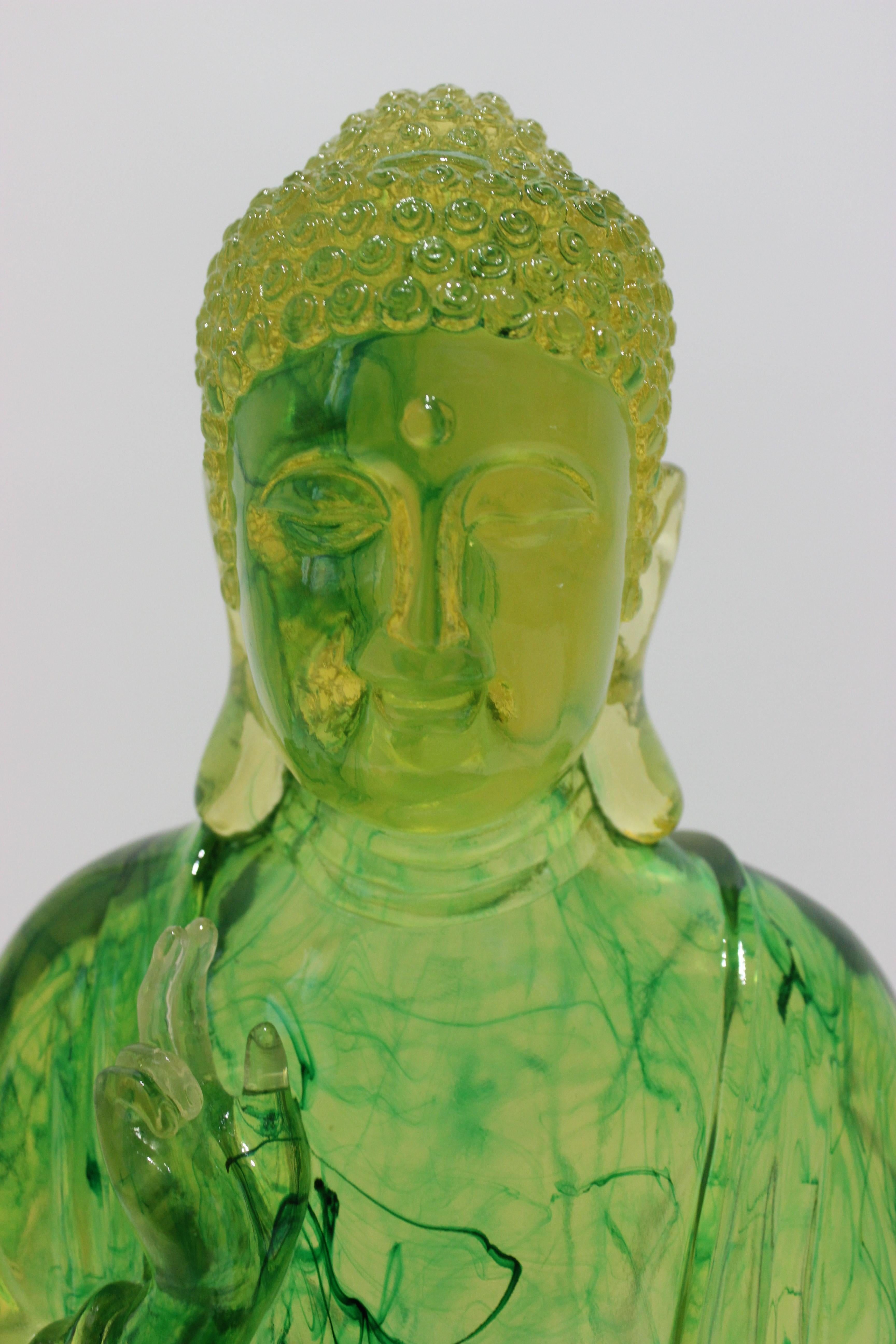 Green Lucite Seated Buddha 1