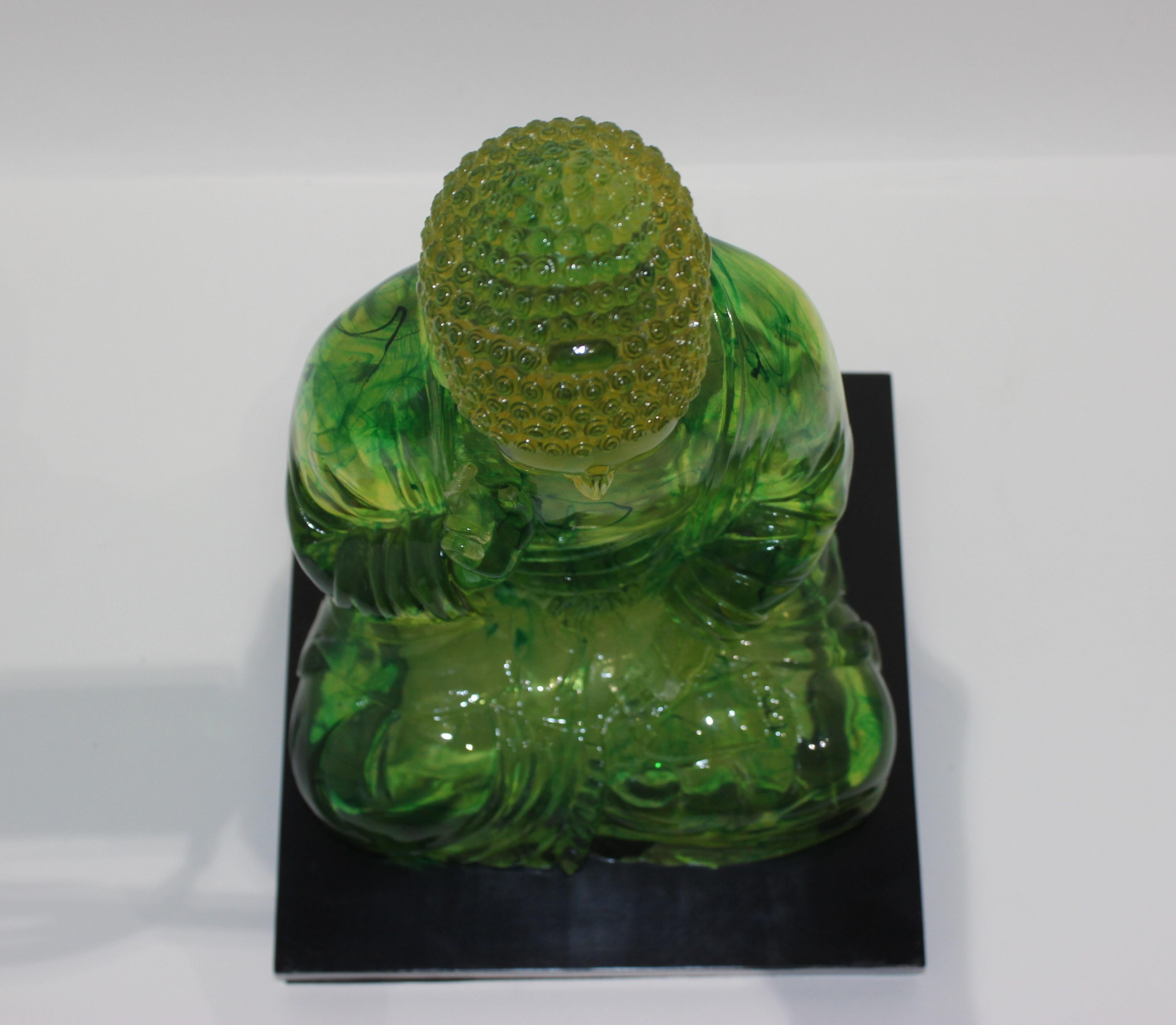 Green Lucite Seated Buddha 2