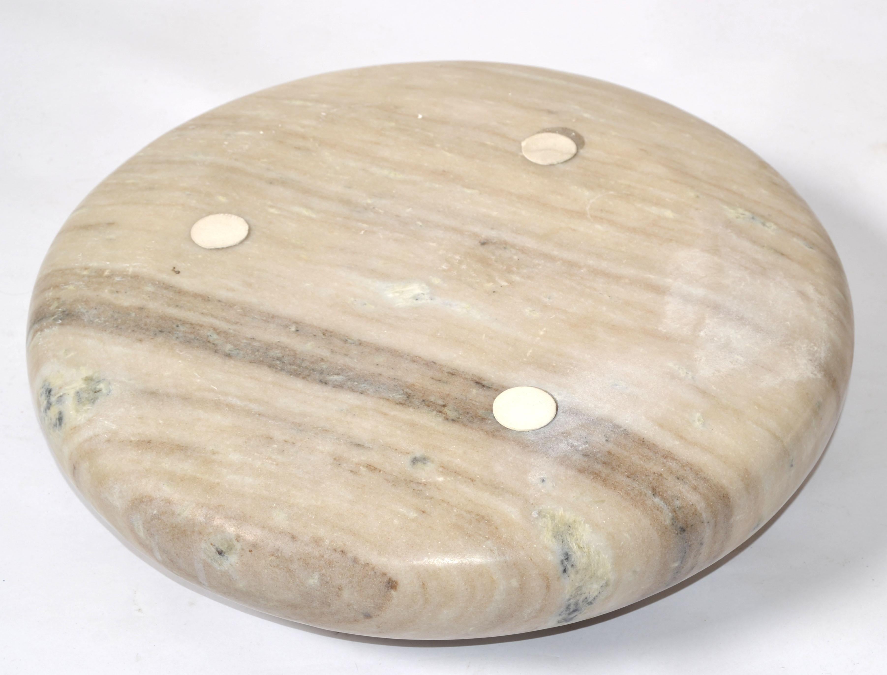 14 Zoll Moderne Schale aus braunem Carrara-Marmor, Mid-Century Modern, Tafelaufsatz, Italien im Angebot 5