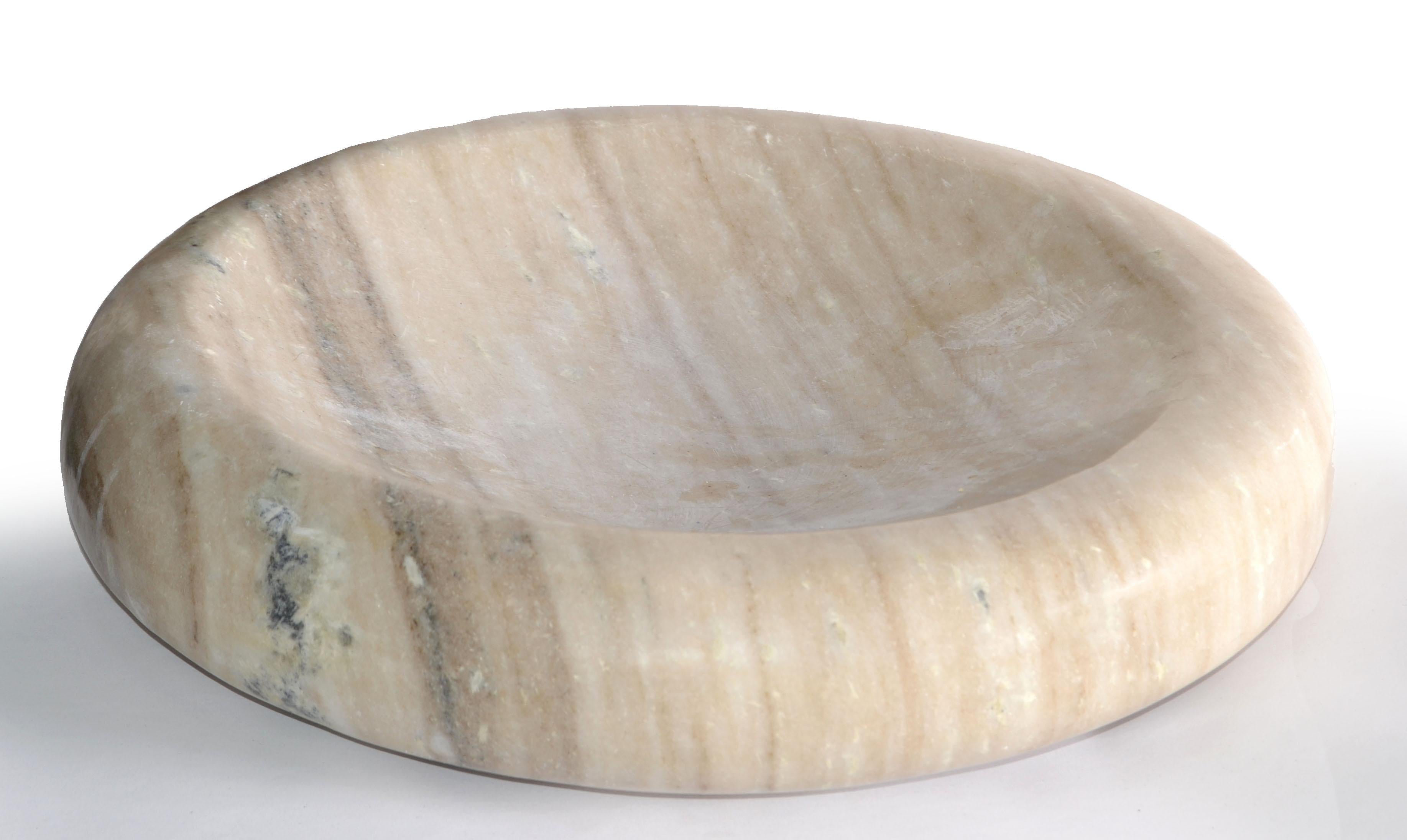 14 Zoll Moderne Schale aus braunem Carrara-Marmor, Mid-Century Modern, Tafelaufsatz, Italien im Angebot 7