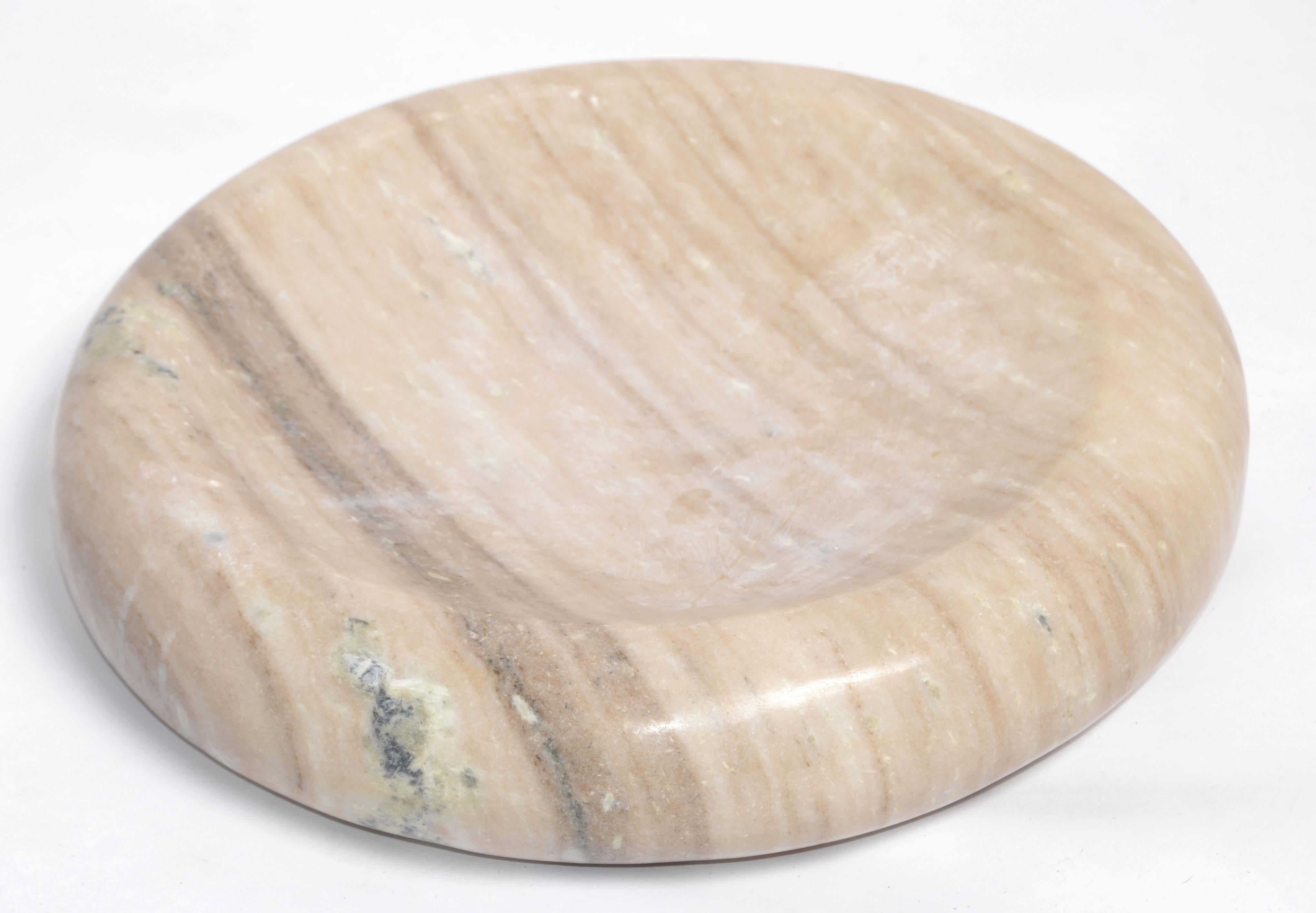 14 Zoll Moderne Schale aus braunem Carrara-Marmor, Mid-Century Modern, Tafelaufsatz, Italien (Moderne der Mitte des Jahrhunderts) im Angebot