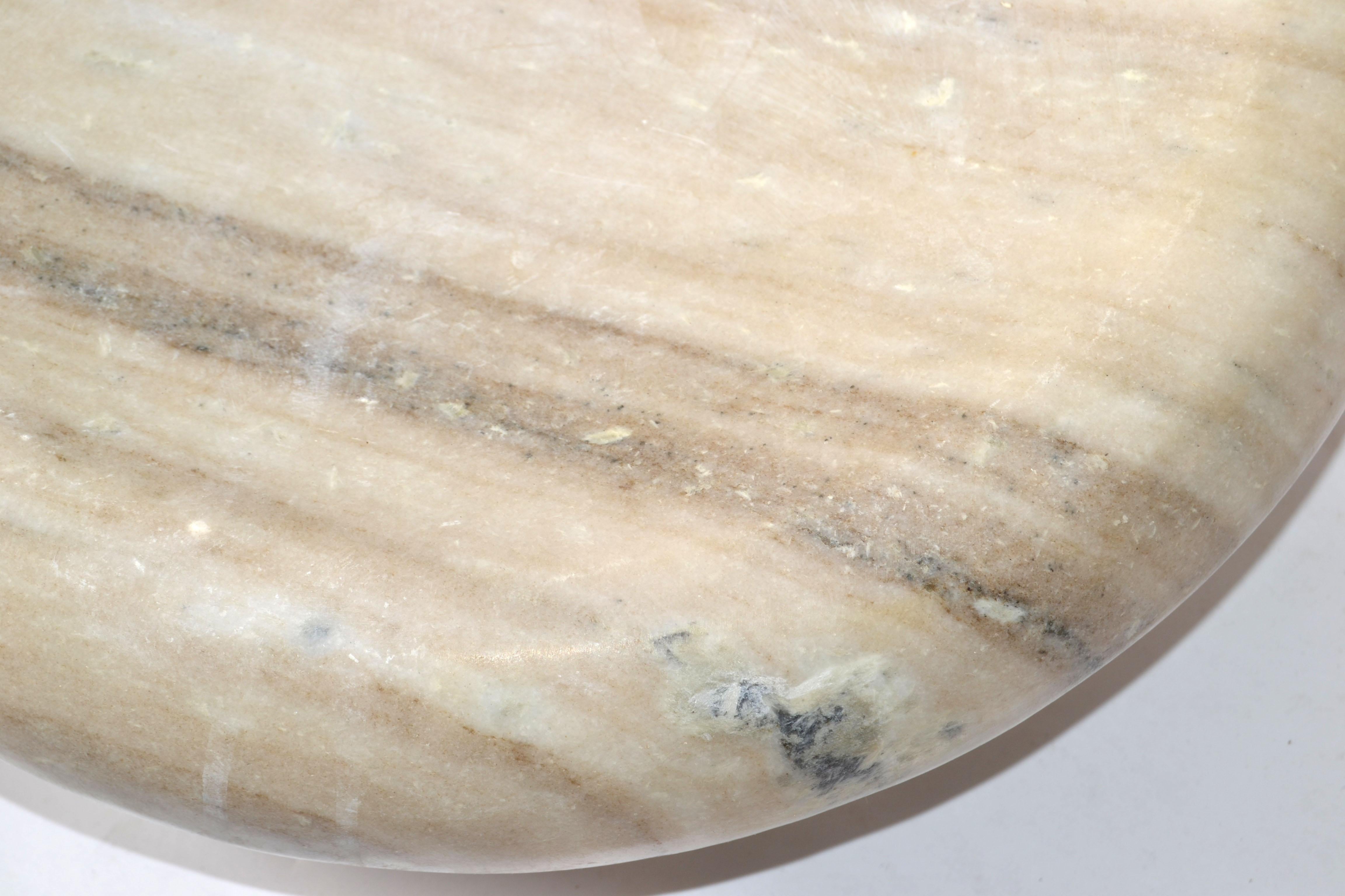 14 Zoll Moderne Schale aus braunem Carrara-Marmor, Mid-Century Modern, Tafelaufsatz, Italien (20. Jahrhundert) im Angebot