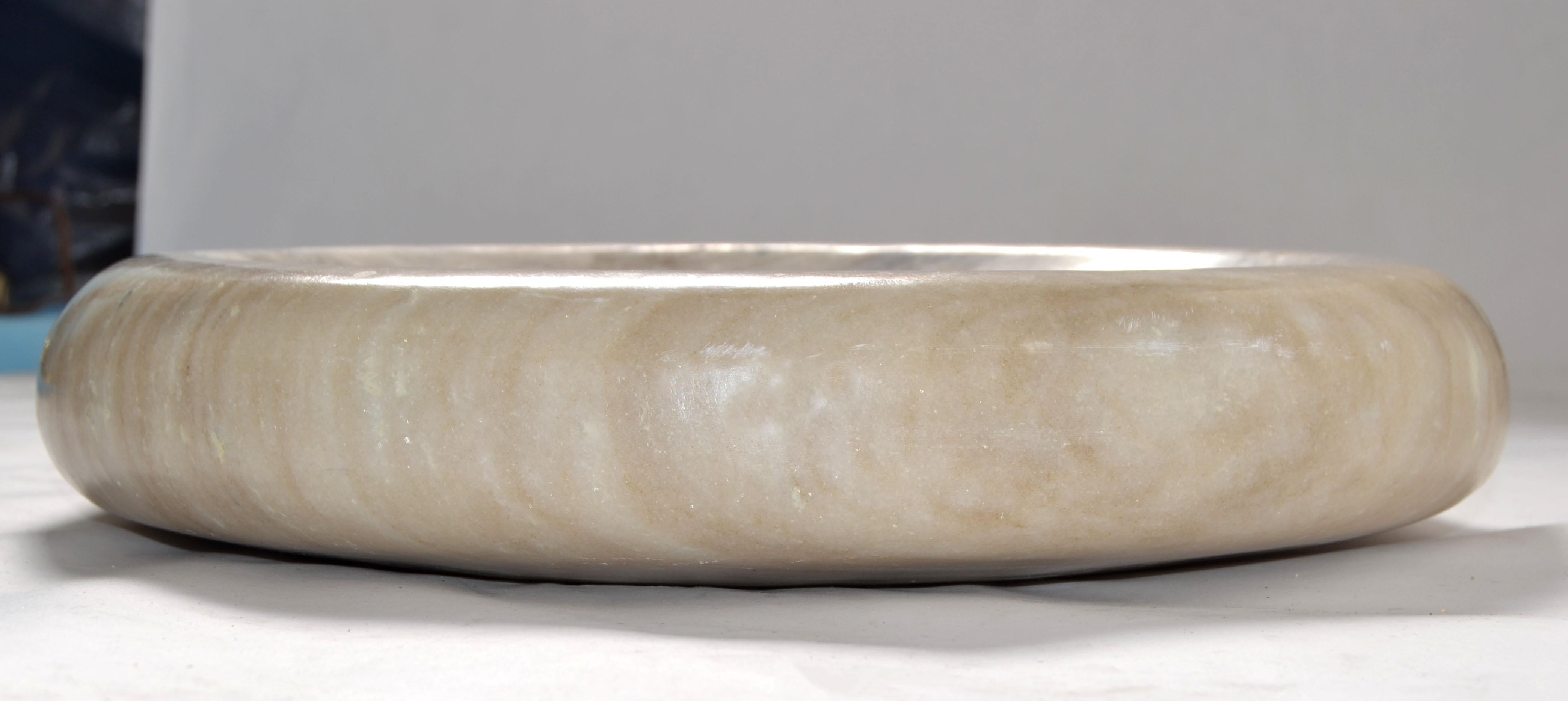 14 Zoll Moderne Schale aus braunem Carrara-Marmor, Mid-Century Modern, Tafelaufsatz, Italien im Angebot 2
