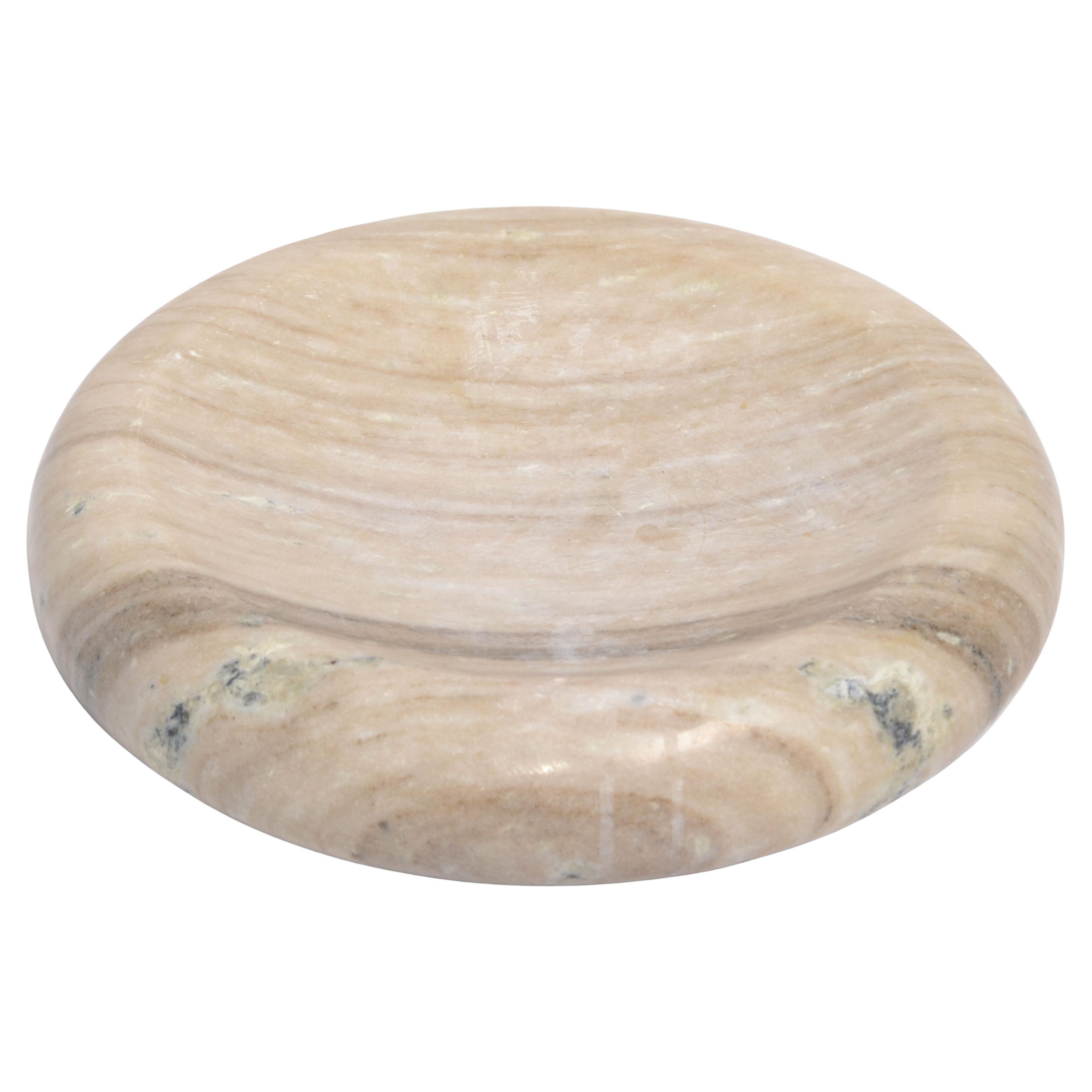 14 Zoll Moderne Schale aus braunem Carrara-Marmor, Mid-Century Modern, Tafelaufsatz, Italien im Angebot