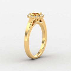 14 K Gold Round Sapphire Ring / Diamond Solitaire Ring / Ring for Her