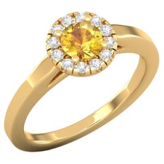 Bague solitaire en or 14 carats avec saphirs ronds et diamants pour elle